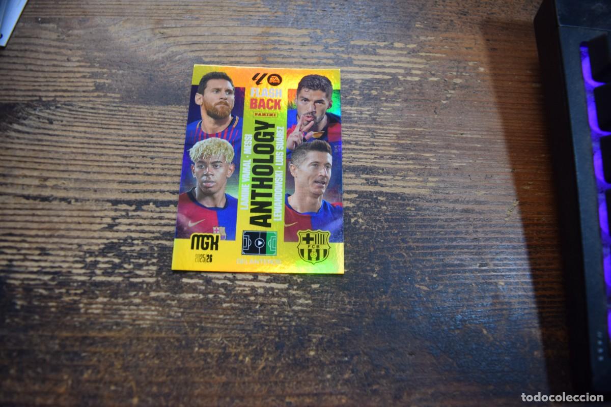 Cromos de F&uacute;tbol: Liga 2025-26, MGK, Anthology, Barcelona, Lamine Yamal, Messi, Lewandowski, Luis Suarez