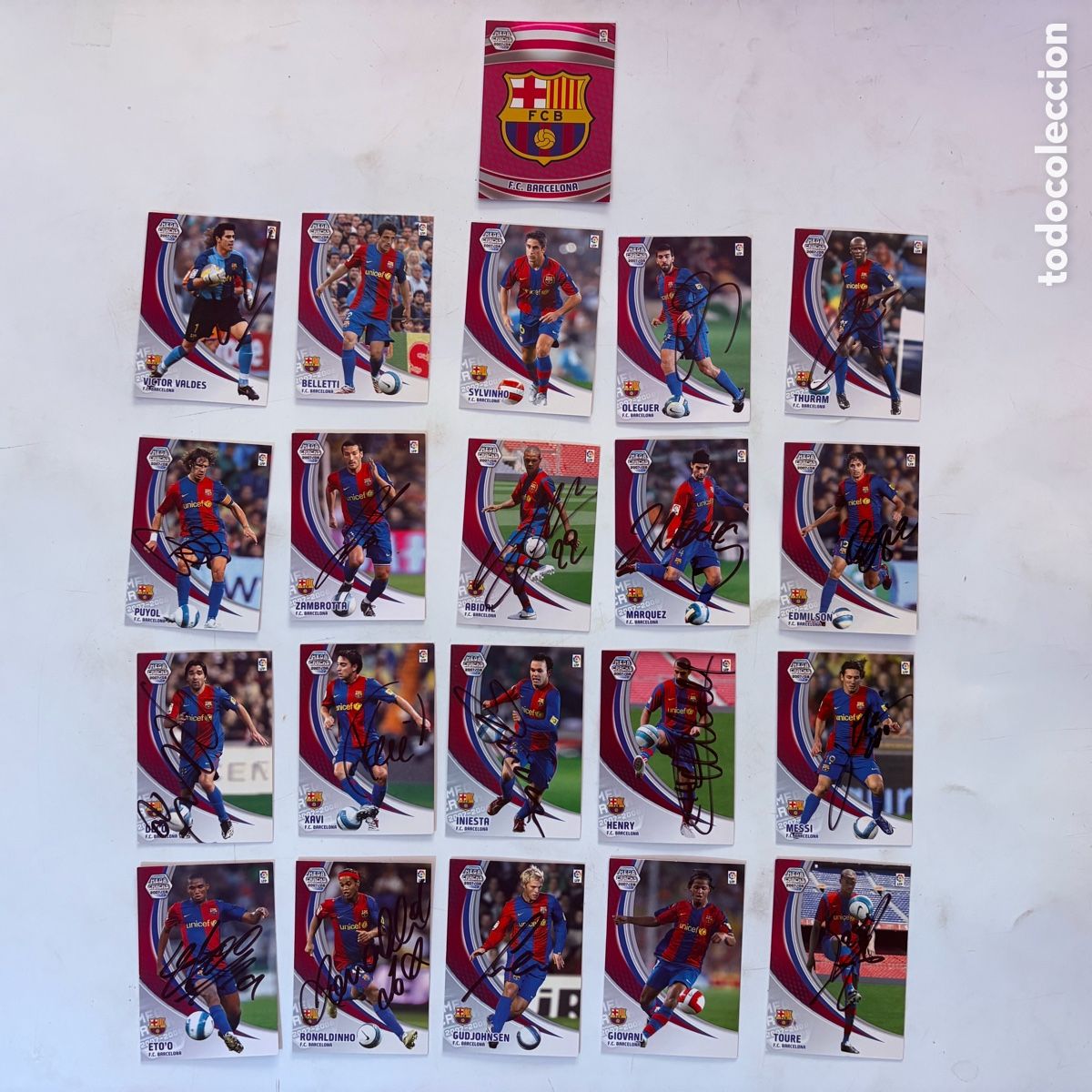 Cromos de Futebol: megacracks 2007/08 f.c. barcelona con autografos originales firmado messi ronaldinho eto'o etc....