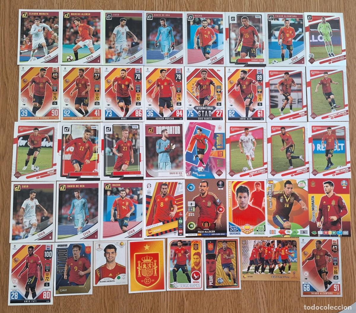 Cromos de F&uacute;tbol: Lote 40 cards Espa&ntilde;a Topps Panini Pedri Eric Garcia Ferran Torres Olmo Rodri Gavi