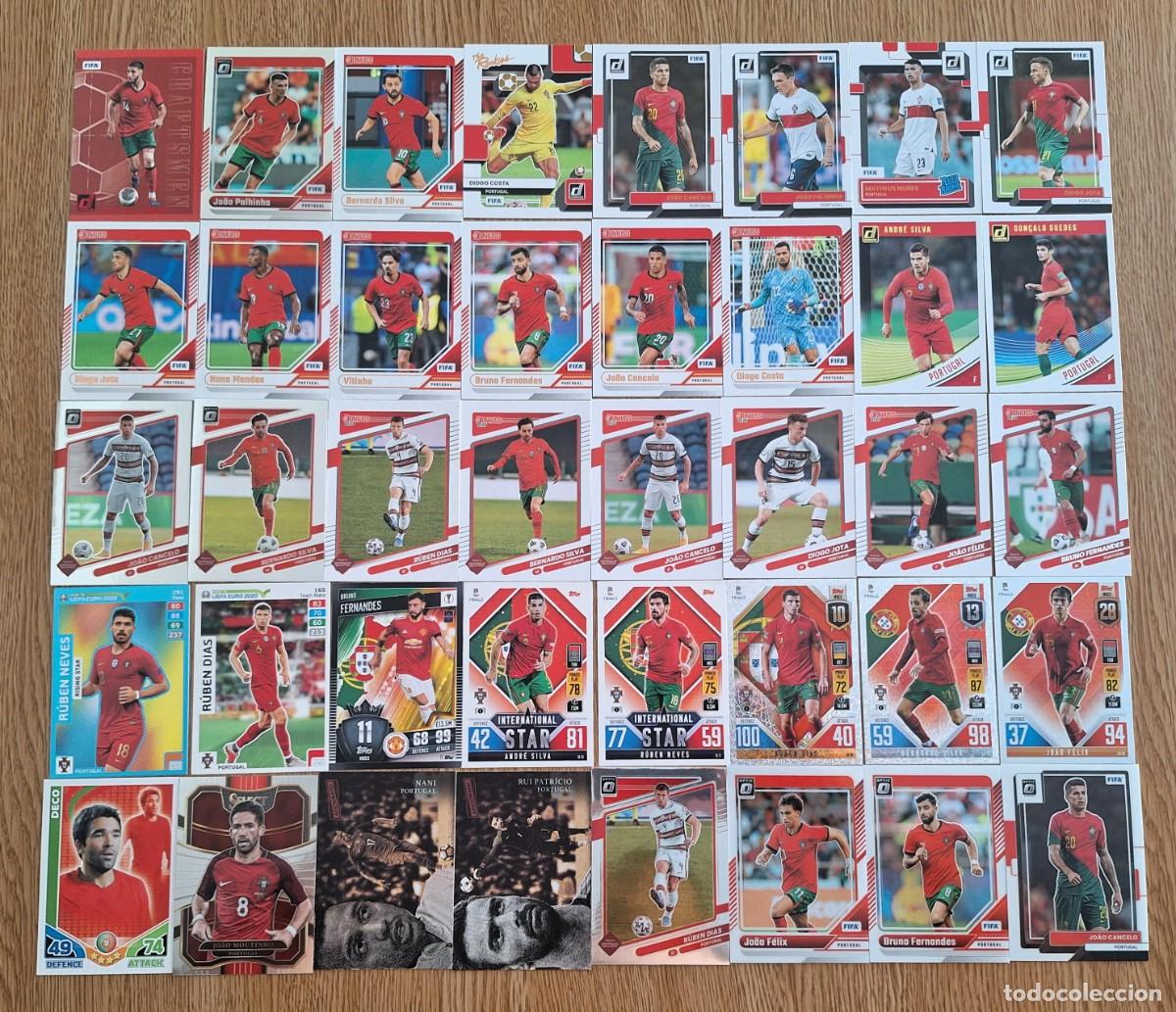 Cromos de F&uacute;tbol: Lote 40 cards Portugal Topps Panini Bruno Fernandes Joao Felix Bernardo Silva Vitinha Deco