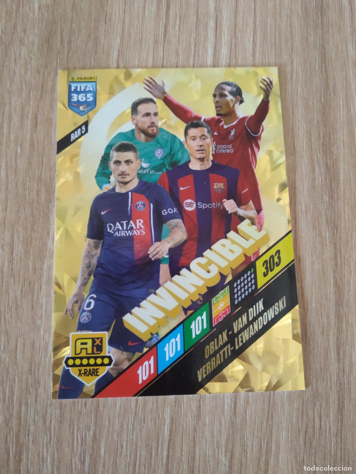 Cromos de Futebol: RAR 5 INVINCIBLE OBLAK LEWANDOWSKI VERRATTI VAN DIJK CROMO PANINI ADRENALYN 2023-2024 FIFA 365 23-24