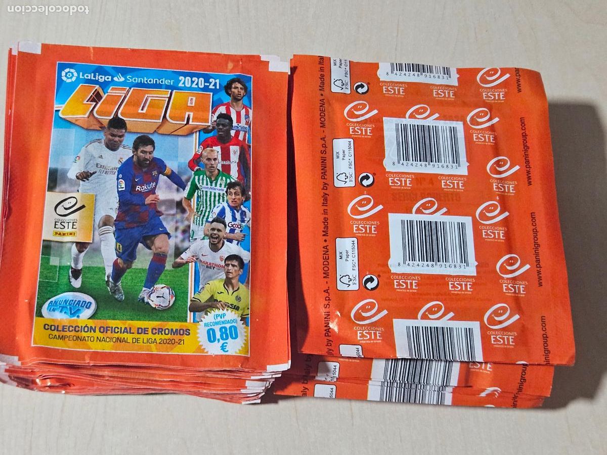 Cromos de F&uacute;tbol: liga 2020 2021 20 21 ediciones este 50 sobres de cromos sin abrir perfecto estado