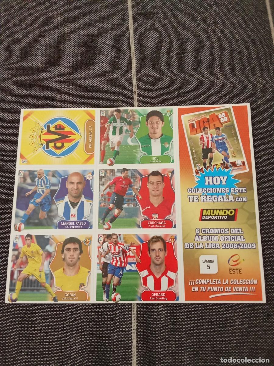 Cromos de F&uacute;tbol: Lamina 5 el mundo deportivo liga este 08-09