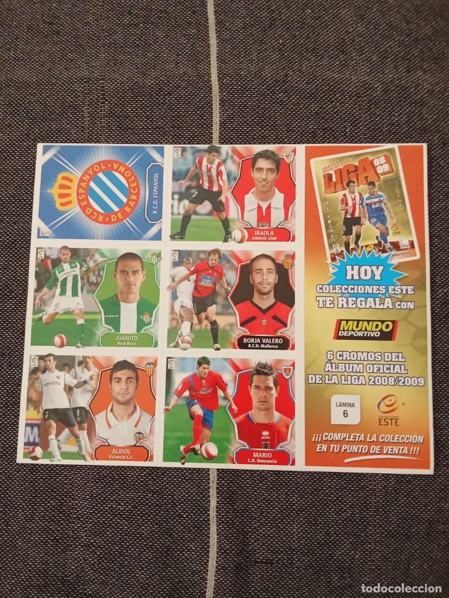 Cromos de F&uacute;tbol: Lamina 6 el mundo deportivo liga este 08-09