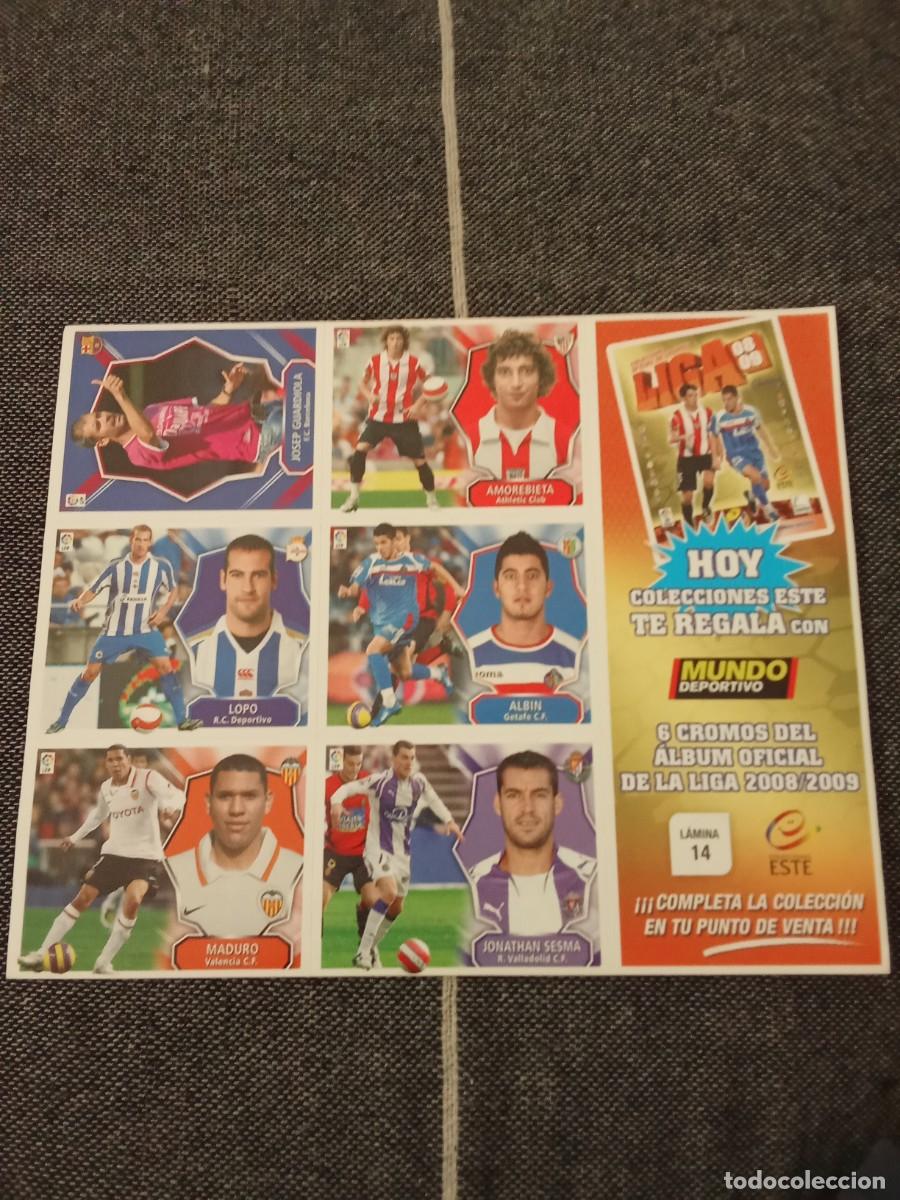 Cromos de F&uacute;tbol: Lamina 14 el mundo deportivo liga este 08-09