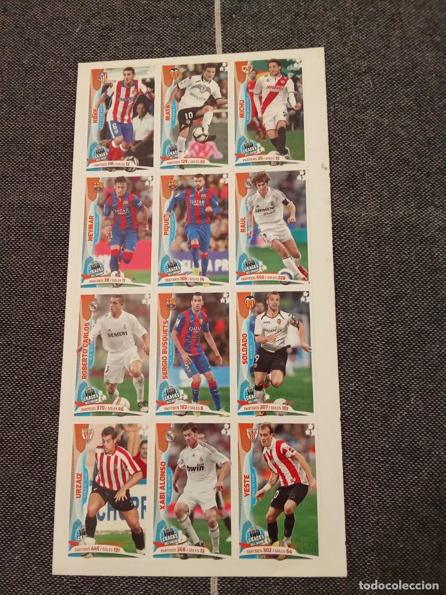 Cromos de F&uacute;tbol: Lamina con 12 cromos de los 100 cracks del jugon