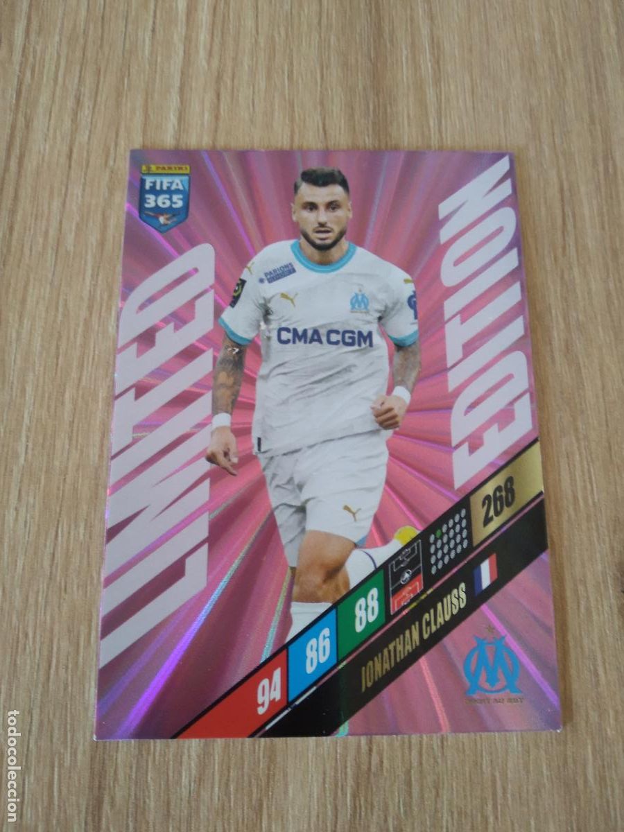 Cromos de F&uacute;tbol: JONATHAN CLAUSS OLYMPIQUE EDICION LIMITADA CROMO FUTBOL PANINI ADRENALYN 2023-2024 FIFA 365 23-24