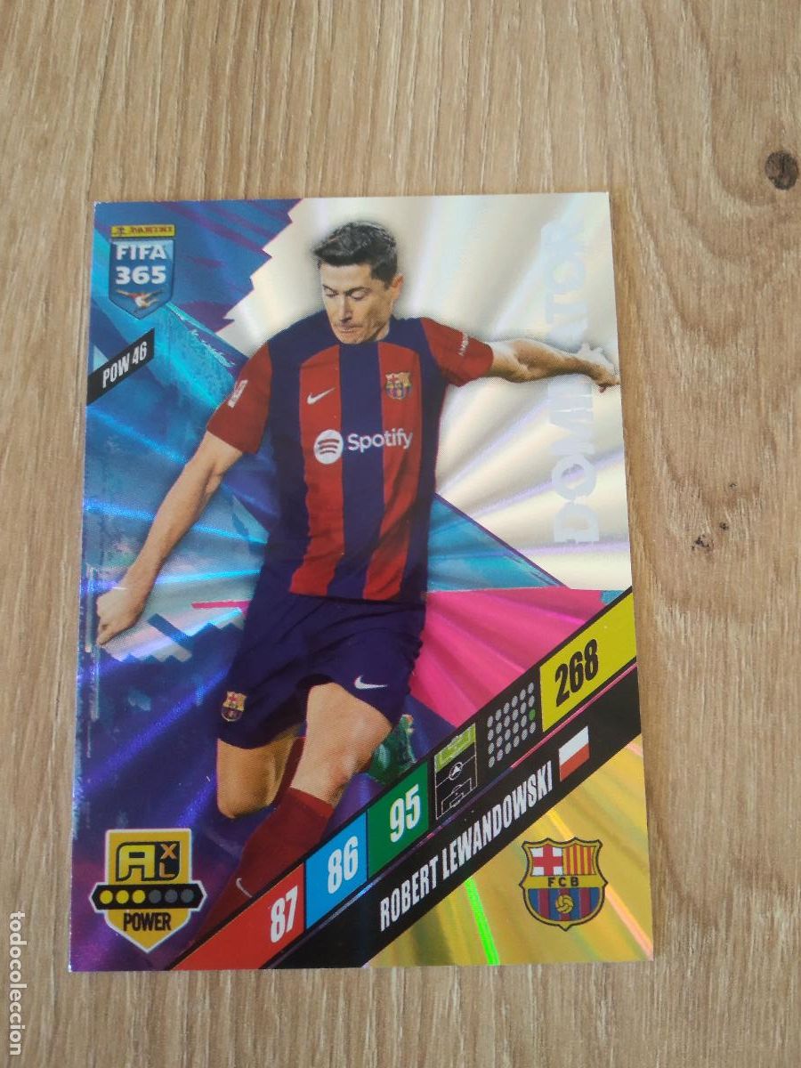 Cartes &agrave; collectionner de Football: POW 46 LEWANDOWSKI BARCELONA BAR&Ccedil;A CROMO FUTBOL PANINI ADRENALYN 2023-2024 FIFA 365 23-24