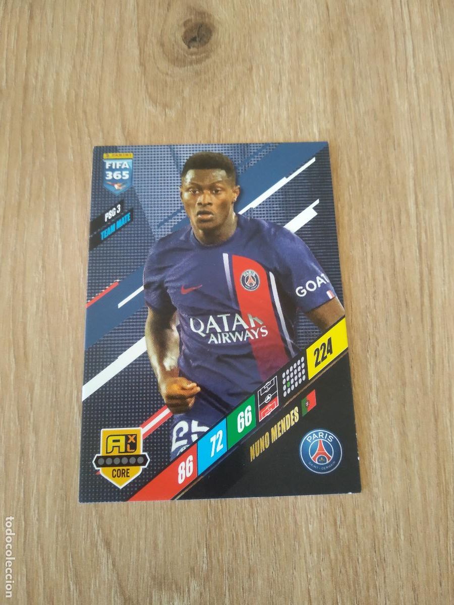 Cromos de F&uacute;tbol: PSG 3 NUNO MENDES PARIS SAINT GERMAIN PSG CROMO FUTBOL PANINI ADRENALYN 2023-2024 FIFA 365 23-24