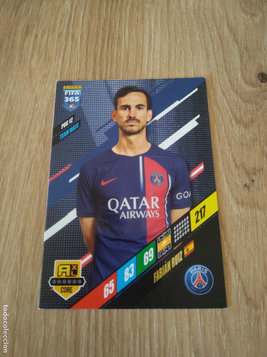 Cartes &agrave; collectionner de Football: PSG 12 FABIAN RUIZ PARIS SAINT GERMAIN PSG CROMO FUTBOL PANINI ADRENALYN 2023-2024 FIFA 365 23-24