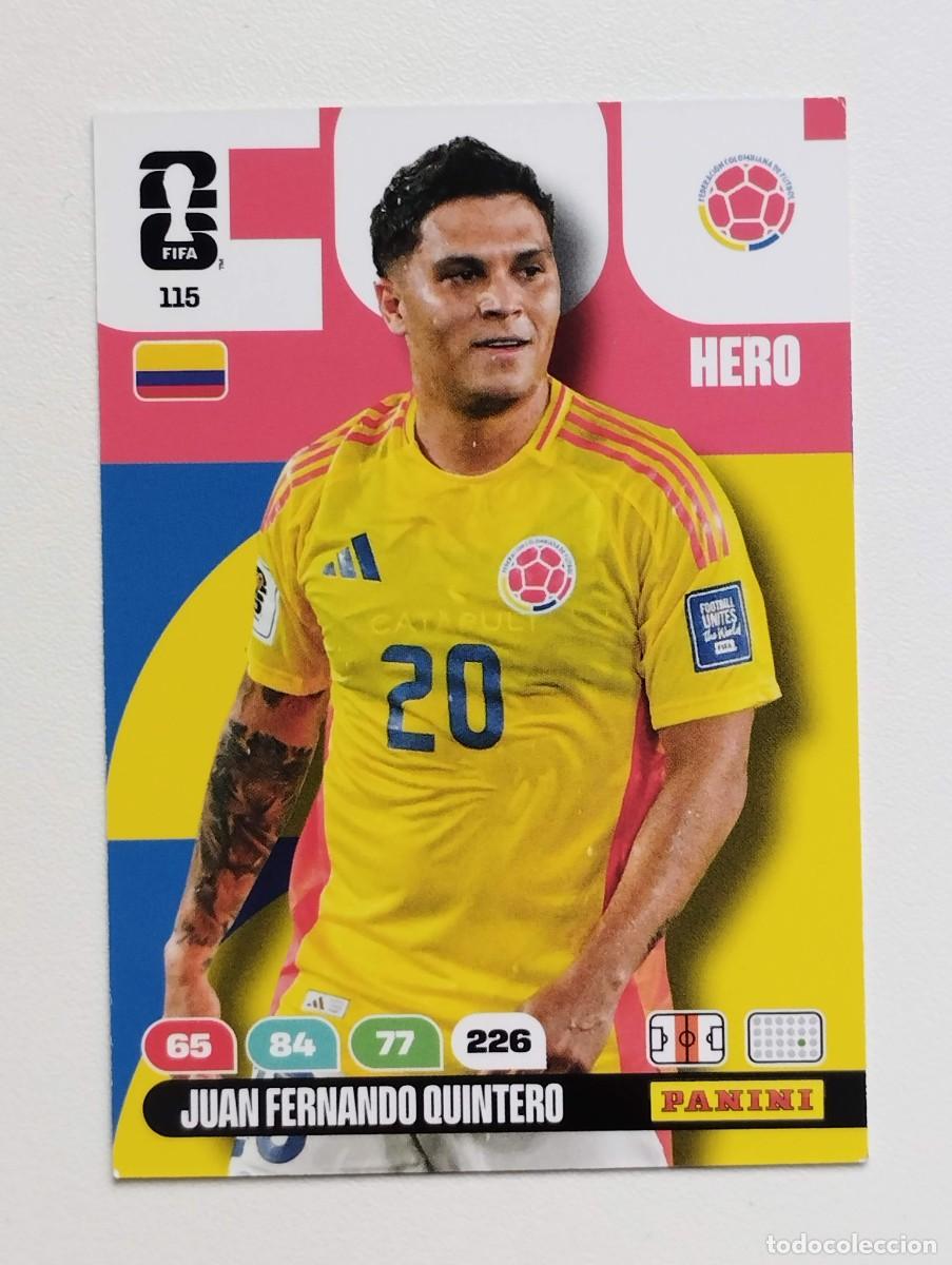 Cromos de F&uacute;tbol: CROMO CARD ADRENALYN MUNDIAL WORLD CUP 2026 HERO COLOMBIA 115 JUAN QUINTERO