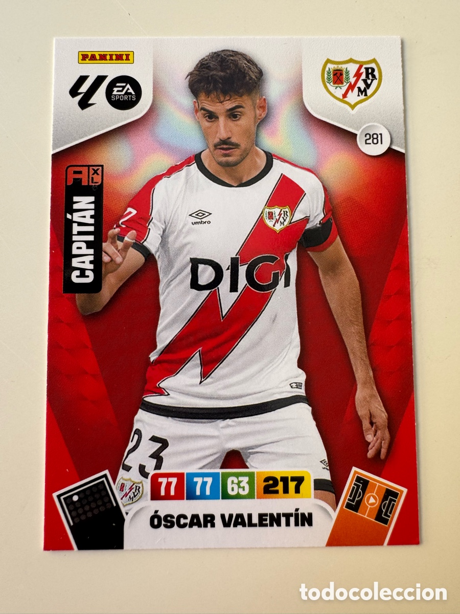 Cromos de F&uacute;tbol: PANINI ADRENALYN XL LIGA EA SPORTS 2025-2026 25-26 &ndash; &Oacute;scar Valent&iacute;n Rayo Vallecano N&ordm; 281