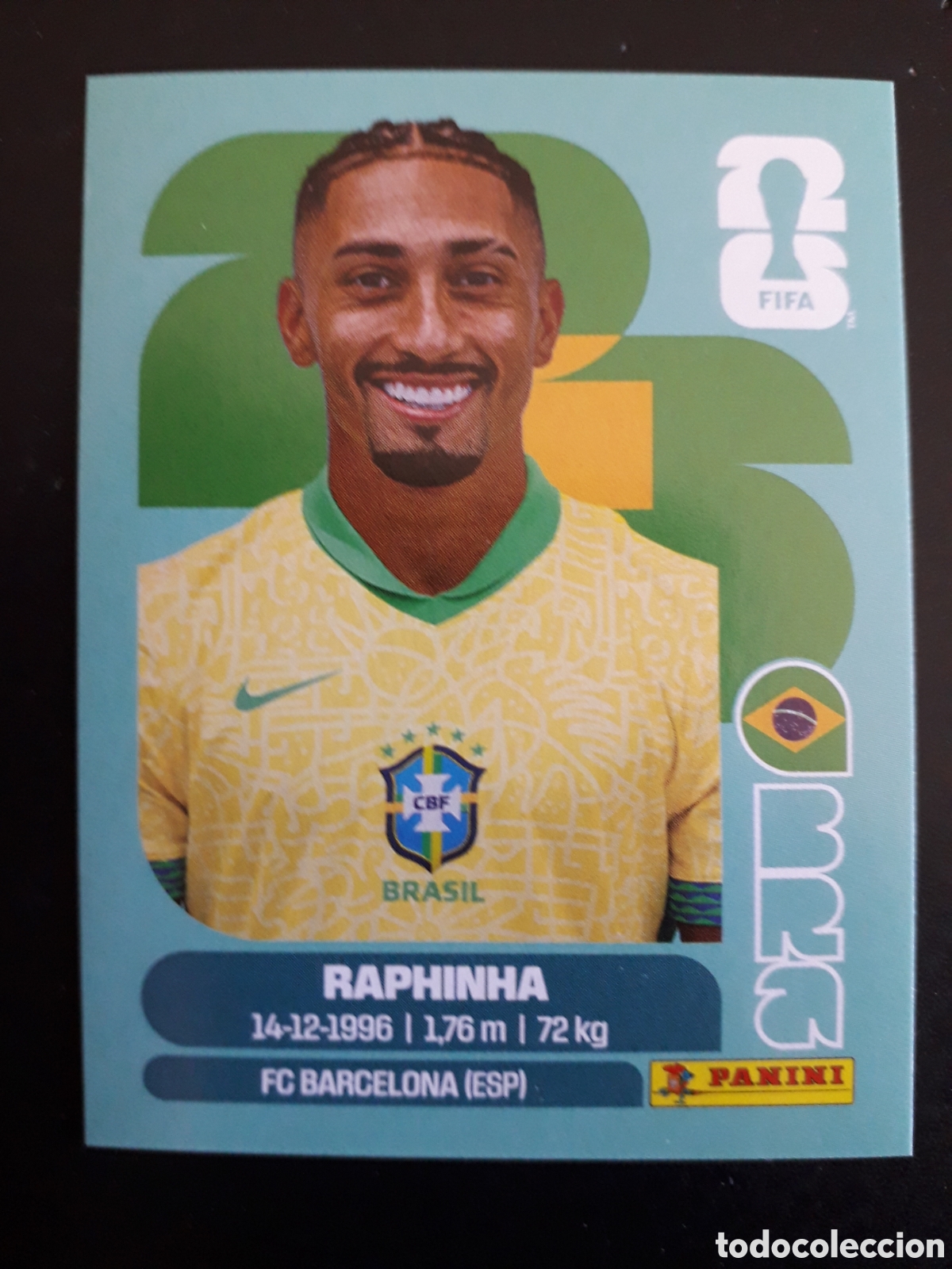 Fu&szlig;ball-Sticker: RAPHINHA BRASIL BRA 19 MUNDIAL F&Uacute;TBOL 2026 FIFA WORLD CUP PANINI SIN PEGAR PEDIDO M&Iacute;NIMO 3&euro;.