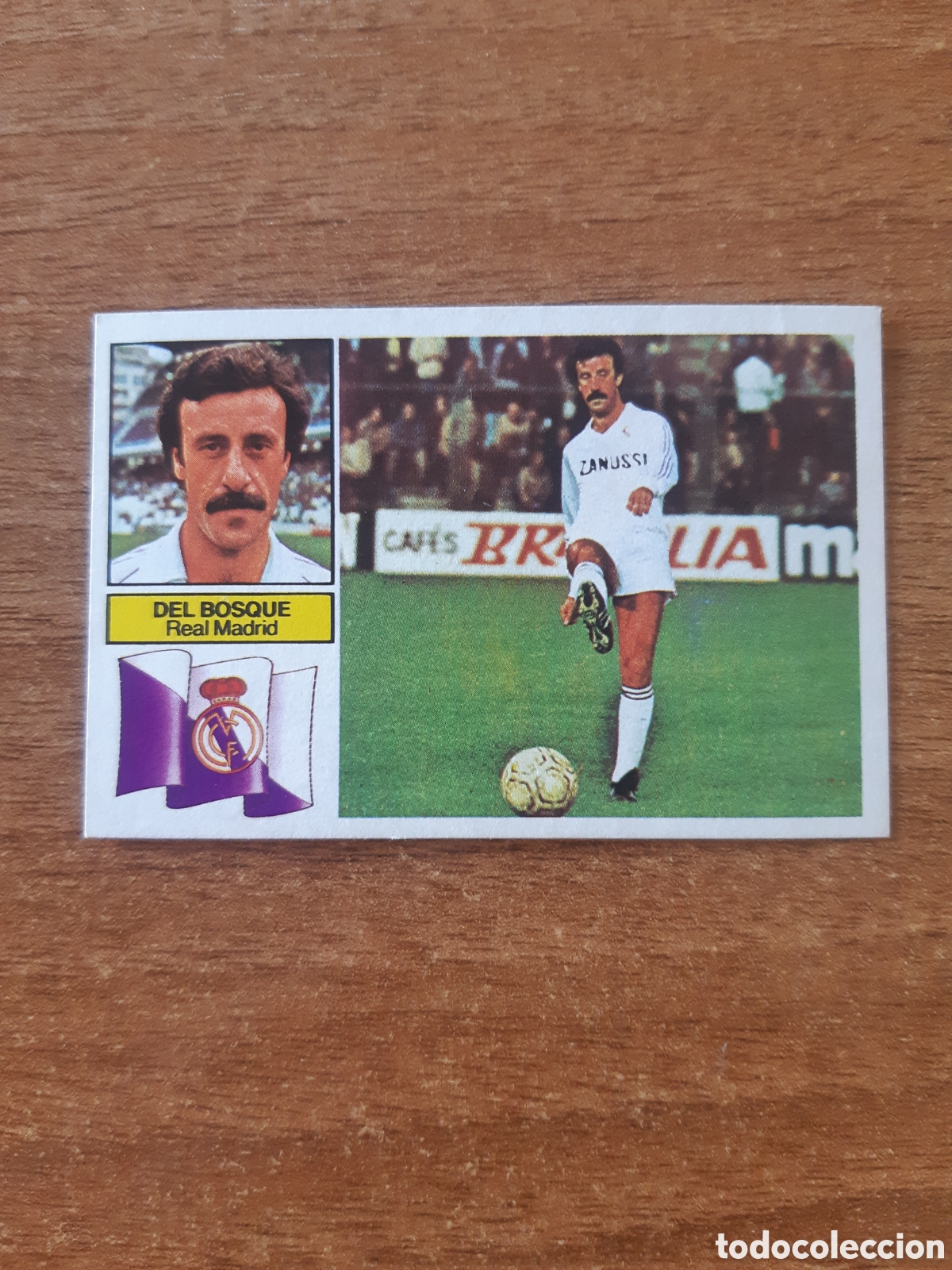 Figurine di Calcio: Del Bosque (Real Madrid) Versi&oacute;n con publicidad Liga 82-83 ESTE. Nunca pegado, sin pegar