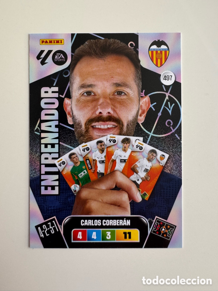 Cromos de F&uacute;tbol: PANINI ADRENALYN XL LIGA EA SPORTS 2025-2026 25-26 &ndash; Carlos Corber&aacute;n Valencia CF N&ordm; 497 &ndash; Entrenador