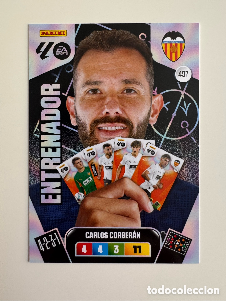 Cromos de F&uacute;tbol: PANINI ADRENALYN XL LIGA EA SPORTS 2025-2026 25-26 &ndash; Carlos Corber&aacute;n Valencia CF N&ordm; 497 &ndash; Entrenador