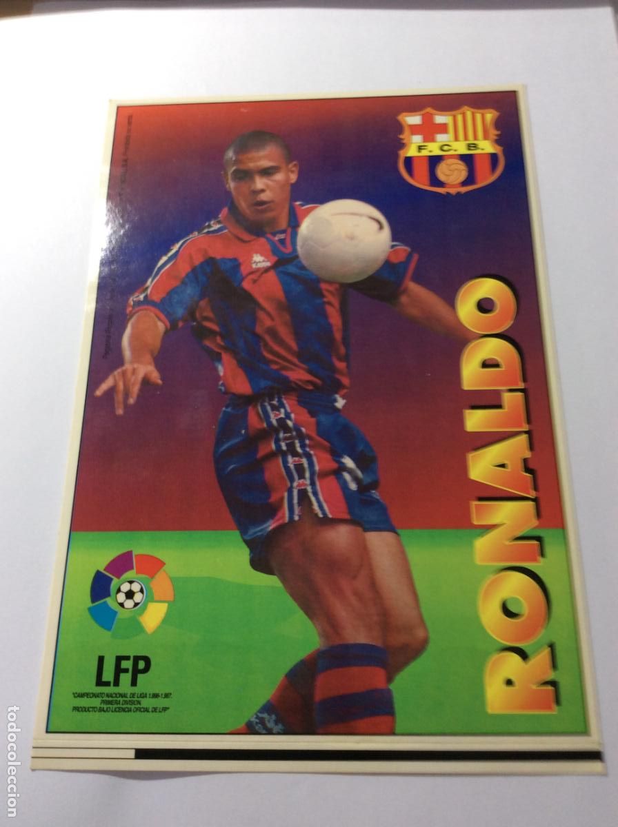 Cromos de F&uacute;tbol: Ronaldo FC Barcelona Premio Mega Pegatina Chicles Vidal 96 97 La liga de las estrellas