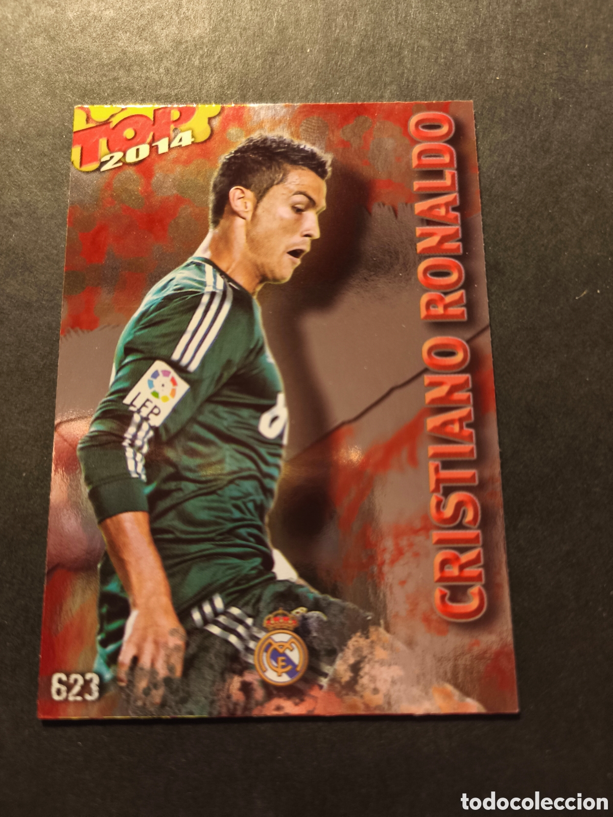 Cromos de F&uacute;tbol: 623 TOP CRISTIANO RONALDO REAL MADRID MUNDICROMO QUIZ GAME 2014 VERSION ROJO