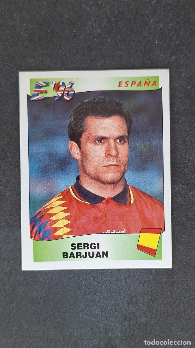 Cartes &agrave; collectionner de Football: L2 SERGI BARJUAN SELECCION ESPA&Ntilde;A 123 EUROCOPA 1996 EURO 96 PANINI NUNCA PEGADO SIN PEGAR