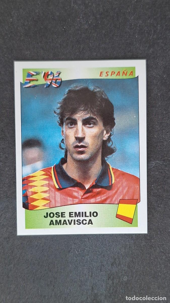 Cartes &agrave; collectionner de Football: L2 JOSE EMILIO AMAVISCA SELECCION ESPA&Ntilde;A 129 EUROCOPA 1996 EURO 96 PANINI NUNCA PEGADO SIN PEGAR