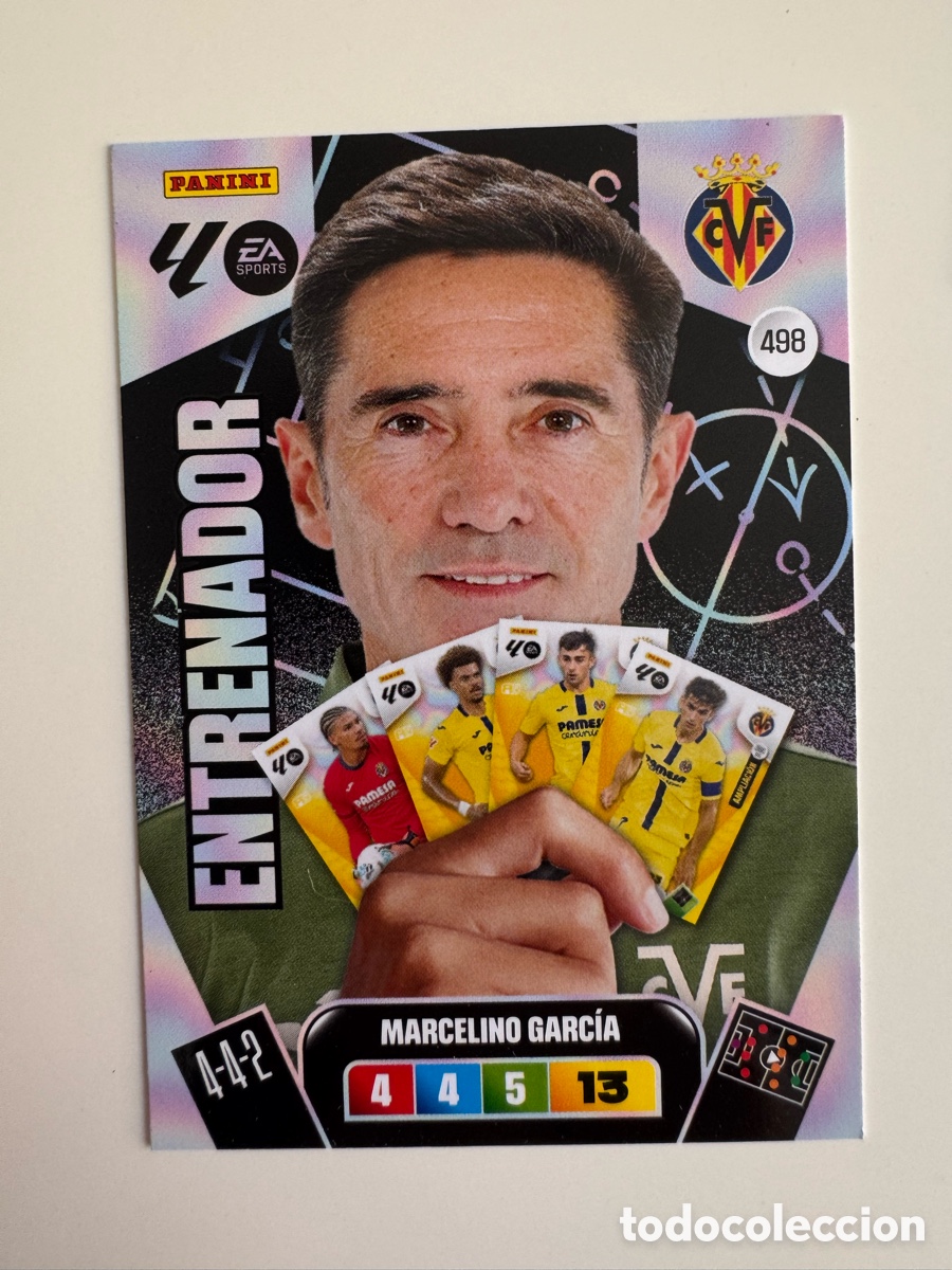 Cromos de F&uacute;tbol: PANINI ADRENALYN XL LIGA 2025-2026 25-26 &ndash; Marcelino Garc&iacute;a Toral Villarreal CF N&ordm; 498 &ndash; Entrenador
