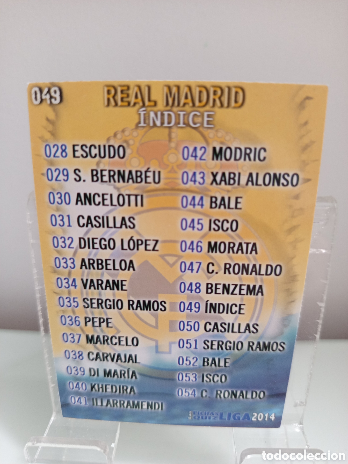 Cromos de F&uacute;tbol: ❇️ CROMO CARD ⚽ &Iacute;NDICE REAL MADRID 49 FICHAS LIGA QUIZ GAME 2014 13 14 2013 2014 MUNDICROMO ❇️