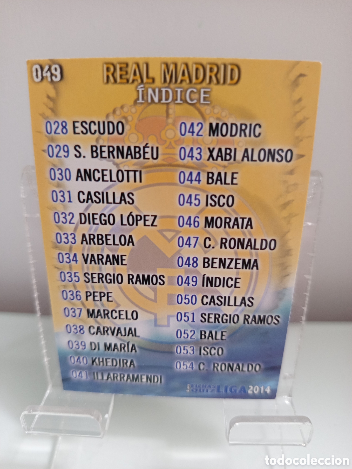 Cromos de F&uacute;tbol: ❇️ CROMO CARD ⚽ &Iacute;NDICE REAL MADRID 49 FICHAS LIGA QUIZ GAME 2014 13 14 2013 2014 MUNDICROMO ❇️