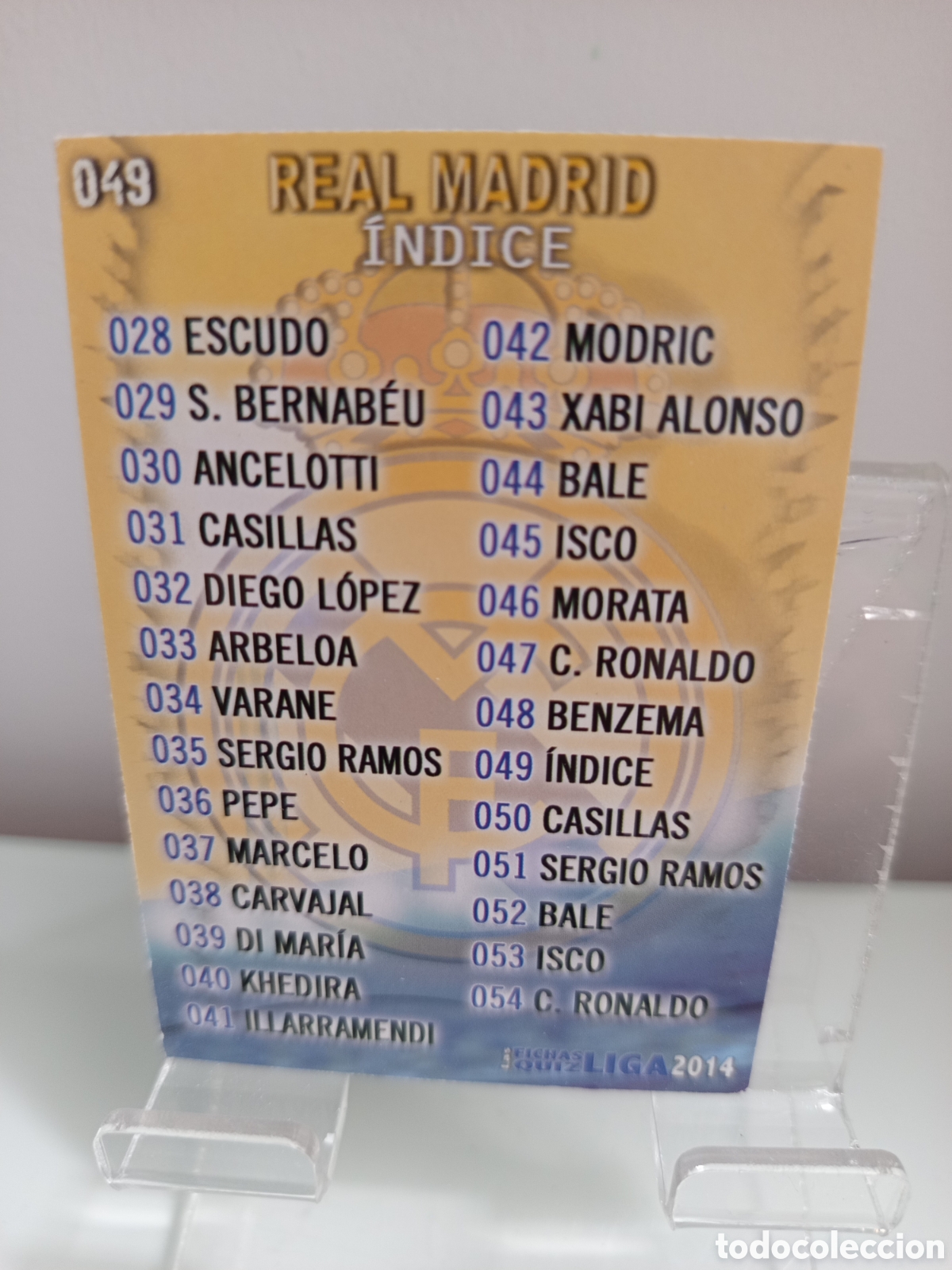 Cromos de F&uacute;tbol: ❇️ CROMO CARD ⚽ &Iacute;NDICE REAL MADRID 49 FICHAS LIGA QUIZ GAME 2014 13 14 2013 2014 MUNDICROMO ❇️