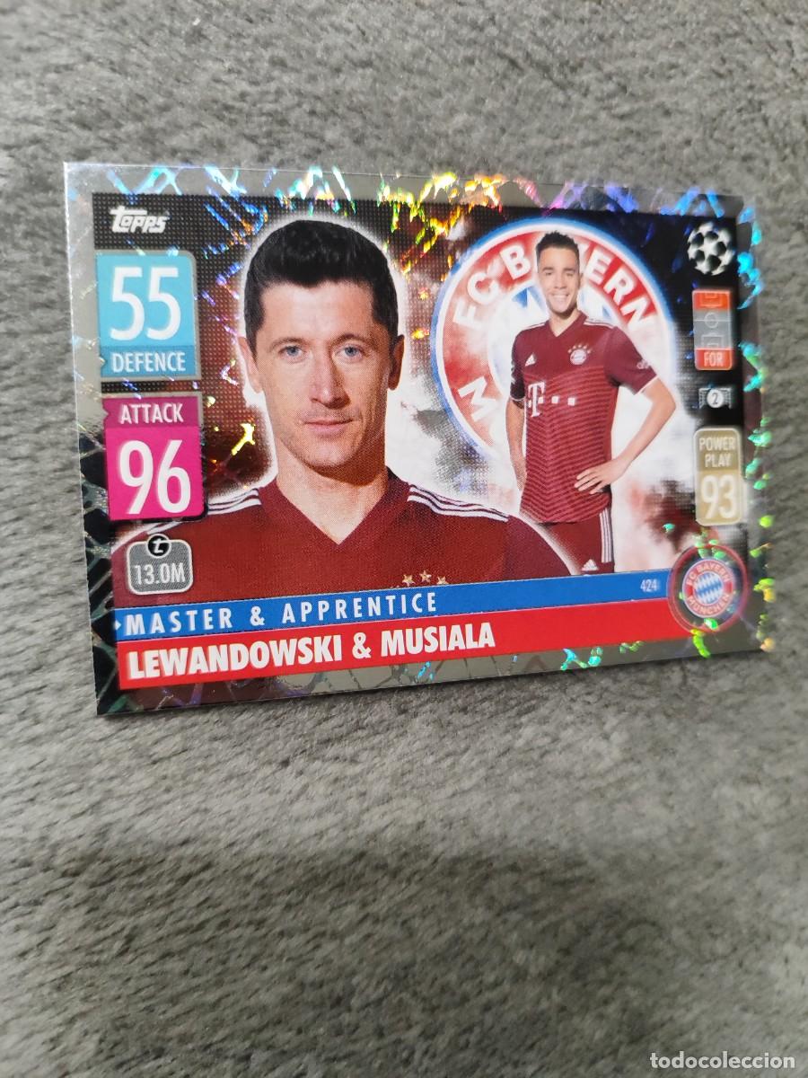 Cromos de F&uacute;tbol: 424 UCL MATCH ATTAX 21 22 ROBERT LEWANDOWSKI & JAMAL MUSIALA FC BAYERN M&Uuml;NCHEN TOPPS 2021 2022 CHAMP