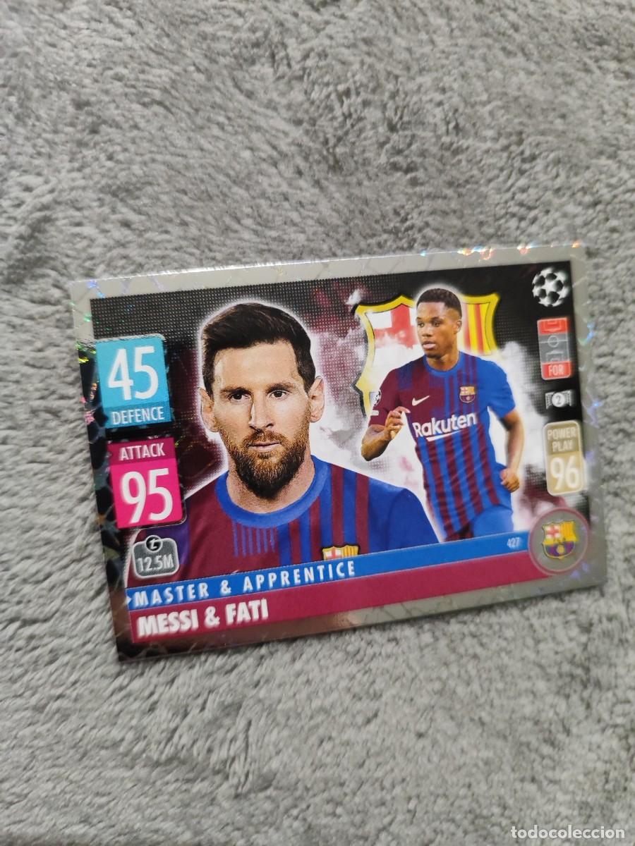Cromos de F&uacute;tbol: 427 UCL MATCH ATTAX 21 22 LIONEL MESSI & ANSU FATI FC BARCELONA TOPPS 2021 2022 CHAMPIONS LEAGUE
