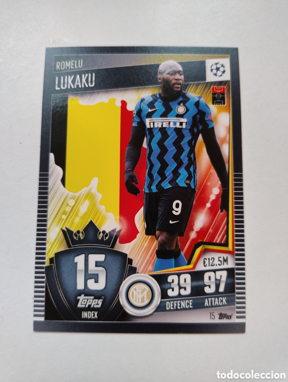 Fu&szlig;ball-Sticker: 15 - Lukaku - Inter de Mil&aacute;n - Topps Match Attax 101 2020 - 2021