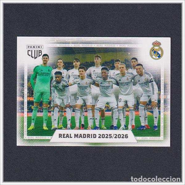 Cromos de F&uacute;tbol: PANINI CLUB 2025 2026 25 26 REAL MADRID ALINEACI&Oacute;N EQUIPO MBAPPE BELLINGHAM 2 COLECCI&Oacute;N LIGA ALBUM