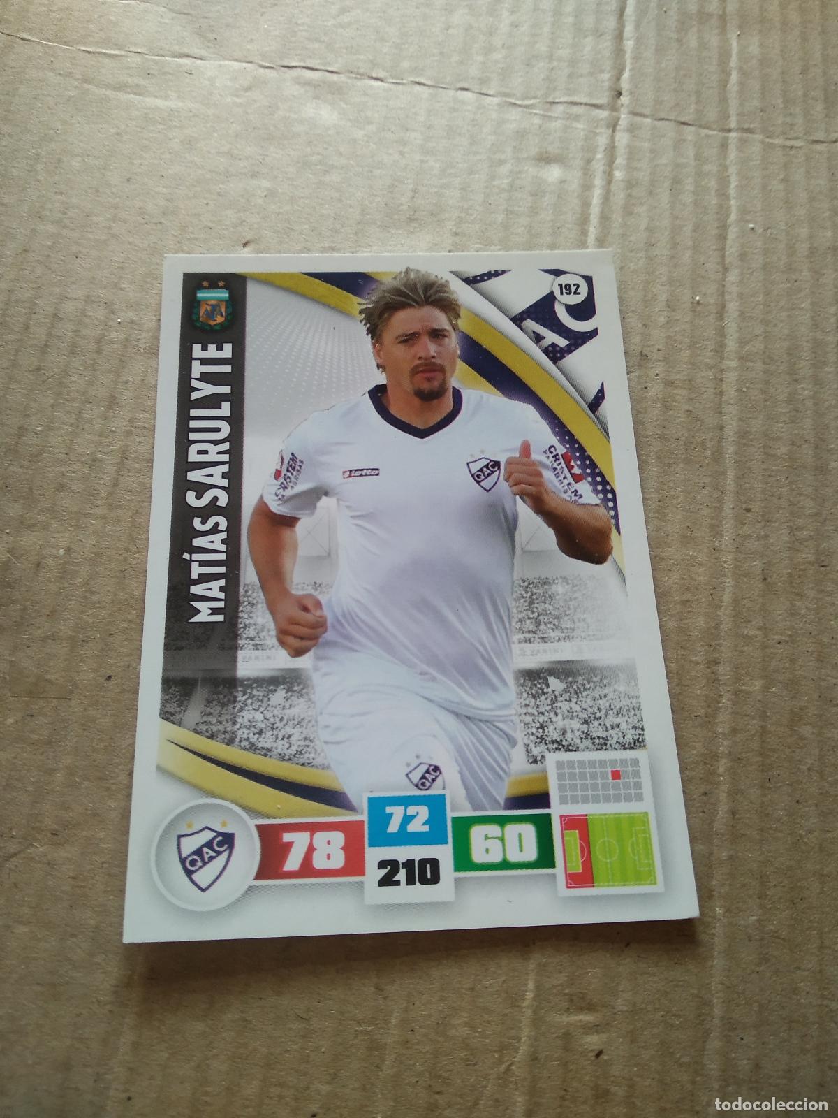 Cromos de F&uacute;tbol: 192 MATIAS SARULYTE QUILMES CROMO FUTBOL ARGENTINO PANINI LIGA ARGENTINA 2017 ADRENALYN