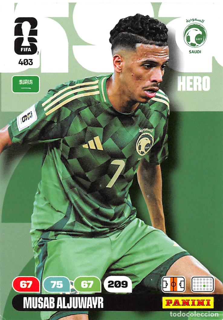 Fu&szlig;ball-Sticker: PANINI ADRENALYN FIFA WORLD CUP MUNDIAL 2026 #403 MUSAB ALJUWAYR (ARABIA SAUDI) BASE HERO