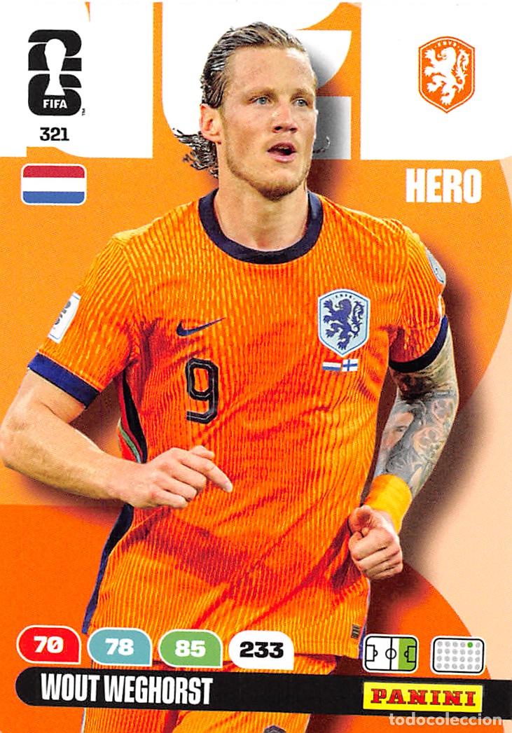 Fu&szlig;ball-Sticker: PANINI ADRENALYN FIFA WORLD CUP MUNDIAL 2026 #321 WOUT WEGHORST (PAISES BAJOS) BASE HERO