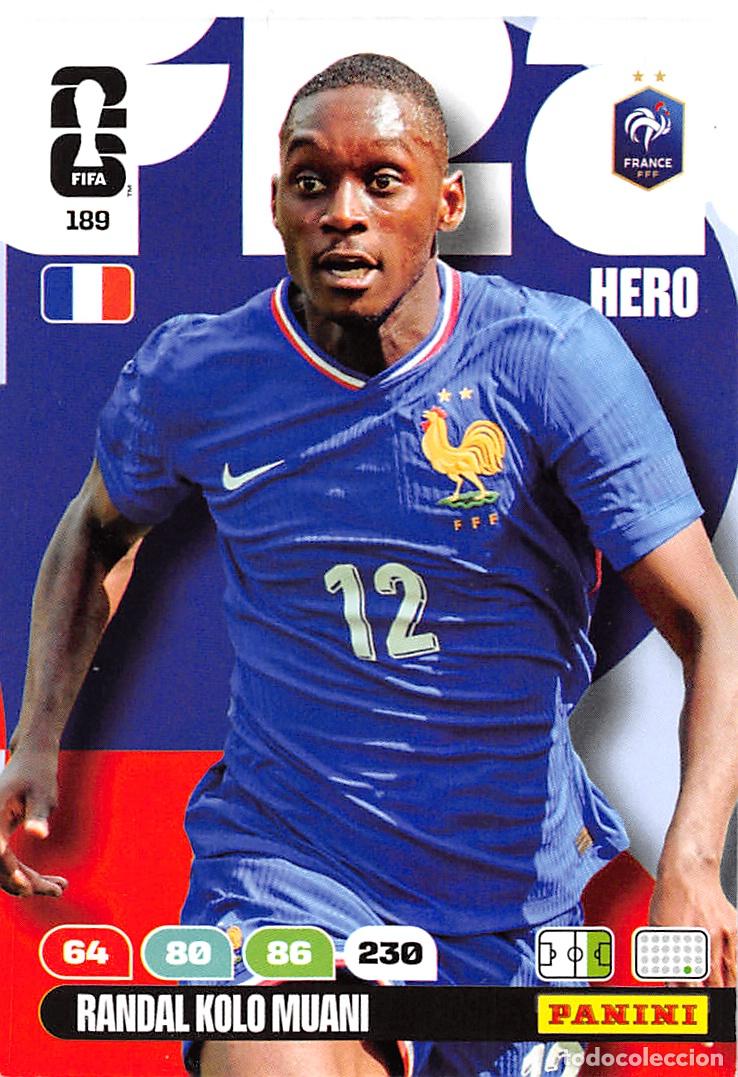 Football Stickers: PANINI ADRENALYN FIFA WORLD CUP MUNDIAL 2026 #189 RANDAL KUOLO MUANI (FRANCIA) BASE HERO