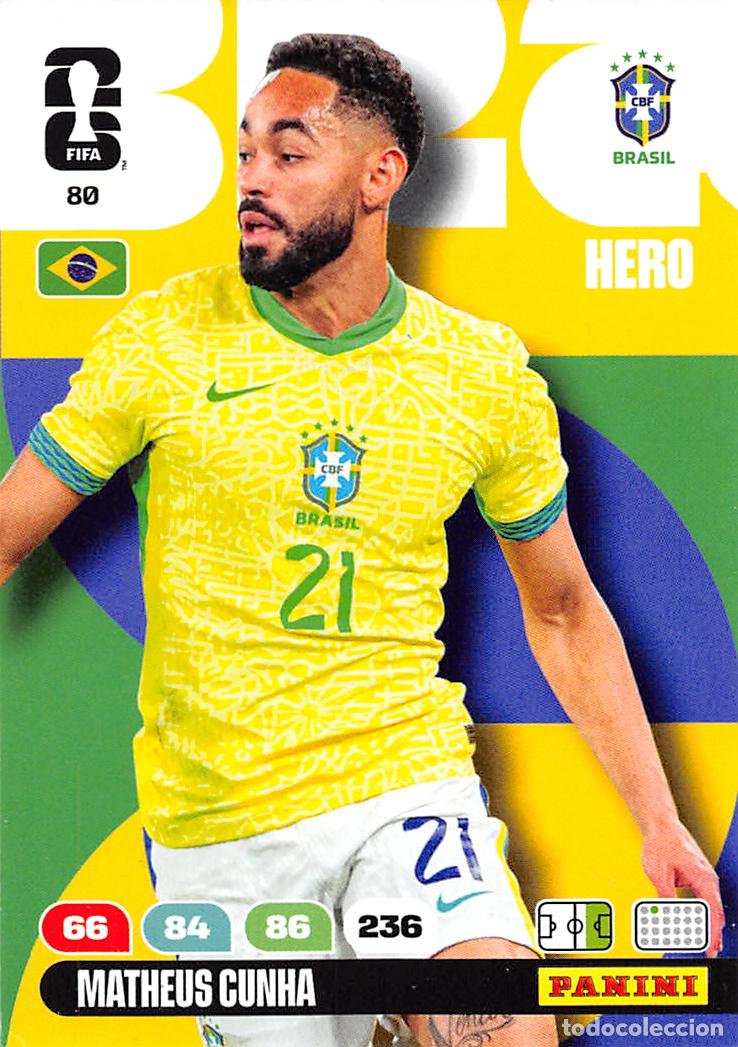 Football Stickers: PANINI ADRENALYN FIFA WORLD CUP MUNDIAL 2026 #180 MATHEUS CUNHA (BRASIL) BASE HERO