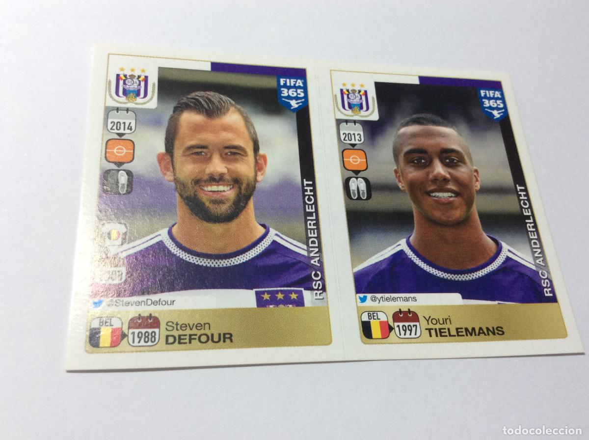 Cromos de F&uacute;tbol: 142 146 Steven Defour Youri Tielemans RSC Anderlecht FIFA 365 2015 2016 PANINI