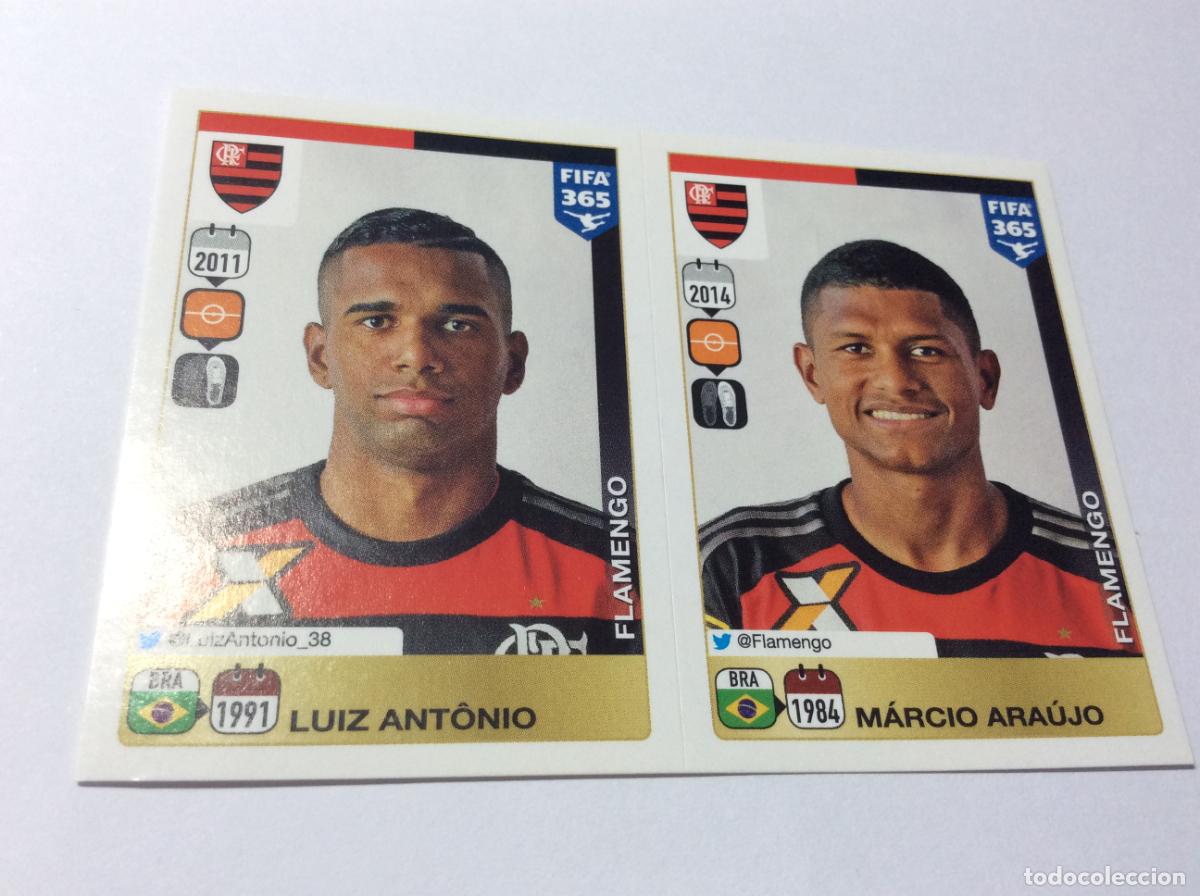 Cromos de F&uacute;tbol: 200 201 Luiz Ant&ocirc;nio M&aacute;rcio Ara&uacute;jo Flamengo FIFA 365 2015 2016 PANINI