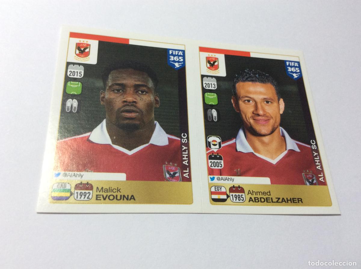 Cromos de F&uacute;tbol: 307 308 Malick Evouna Ahmed Abdelzaher Ali Al Ahly SC FIFA 365 2015 2016 PANINI