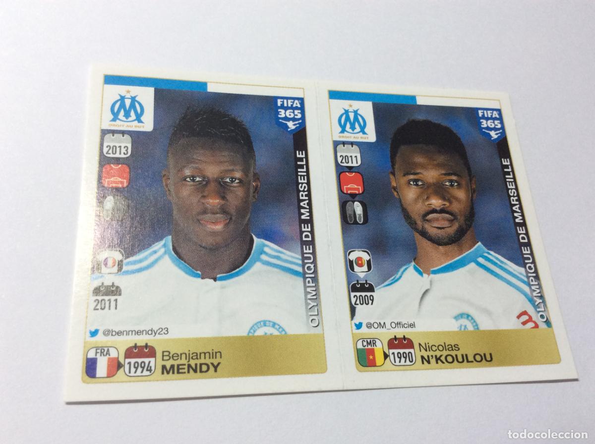 Cromos de F&uacute;tbol: 404 405 Benjamin Mendy Nicolas N'Koulou Olympic de Marsella FIFA 365 2015 2016 PANINI