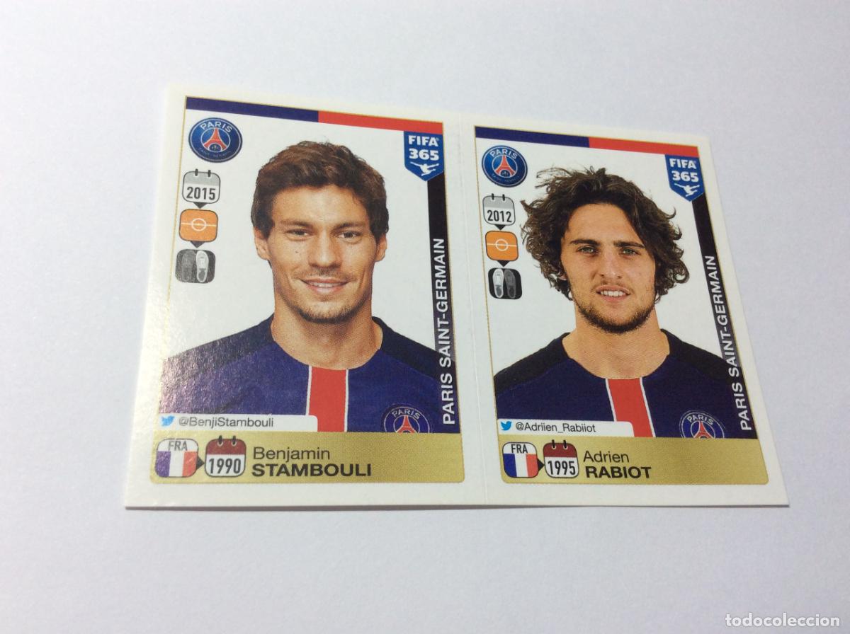 Cromos de F&uacute;tbol: 453 454 Benjamin Stambouli Adrien Rabiot Paris Saint-Germain FIFA 365 2015 2016 PANINI
