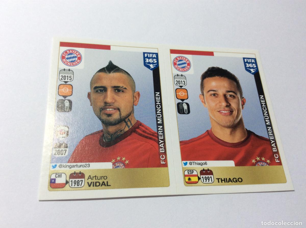 Cromos de F&uacute;tbol: 472 476 Arturo Vidal Thiago Alc&aacute;ntara Bayern Munich FIFA 365 2015 2016 PANINI