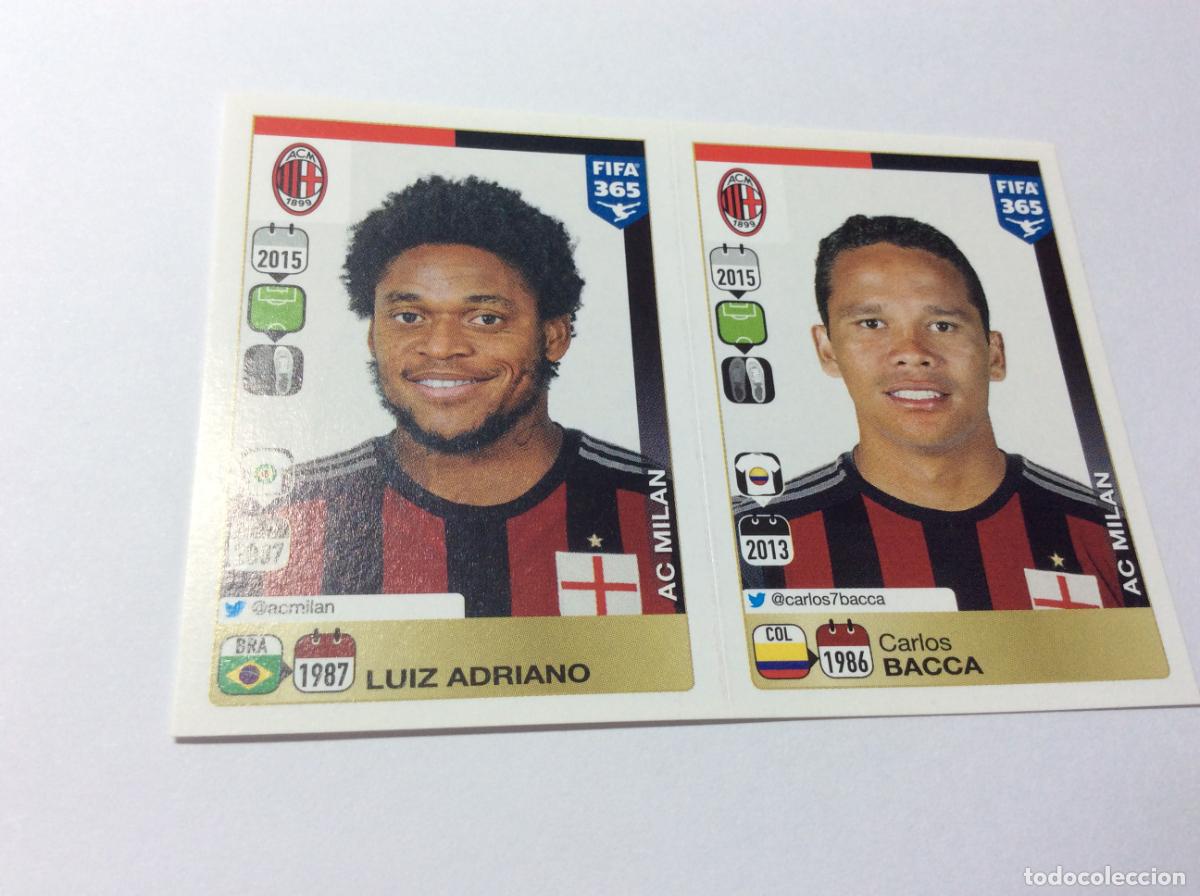 Cartes &agrave; collectionner de Football: 609 610 Luiz Adriano Carlos Bacca AC Milan FIFA 365 2015 2016 PANINI