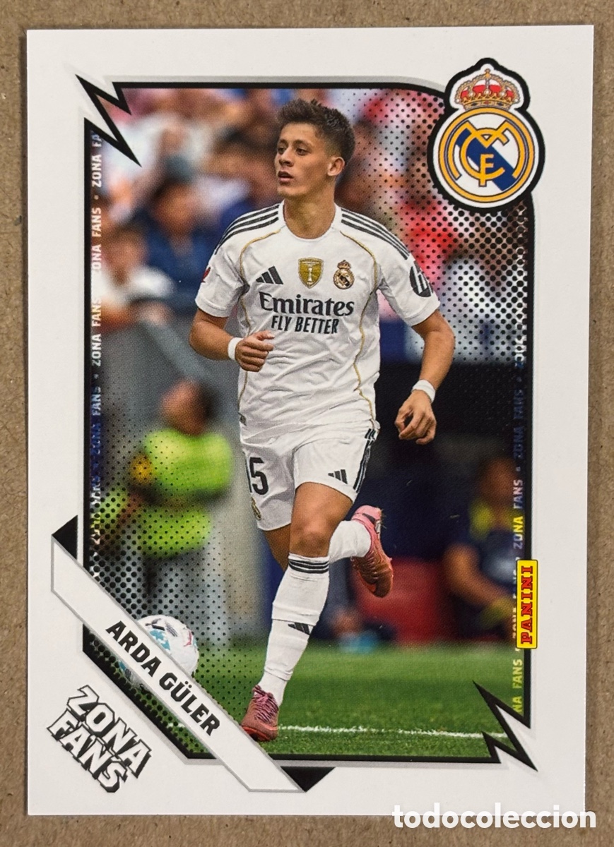 Figurine di Calcio: ARDA GULER (REAL MADRID). CARTA ZONA FANS COLECCI&Oacute;N REAL MADRID PANINI CLUB 2025/26.