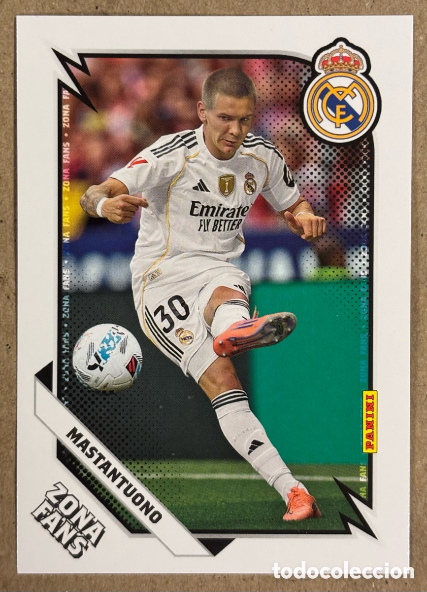 Cromos de F&uacute;tbol: MASTANTUONO (REAL MADRID). CARTA ZONA FANS COLECCI&Oacute;N REAL MADRID PANINI CLUB 2025/26