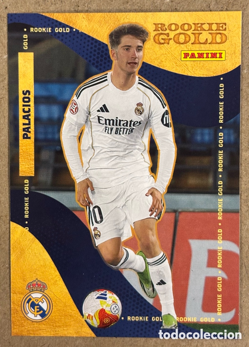 Cromos de F&uacute;tbol: PALACIOS (REAL MADRID). CARTA ROOKIE GOLD COLECCI&Oacute;N REAL MADRID PANINI CLUB 2025/26.