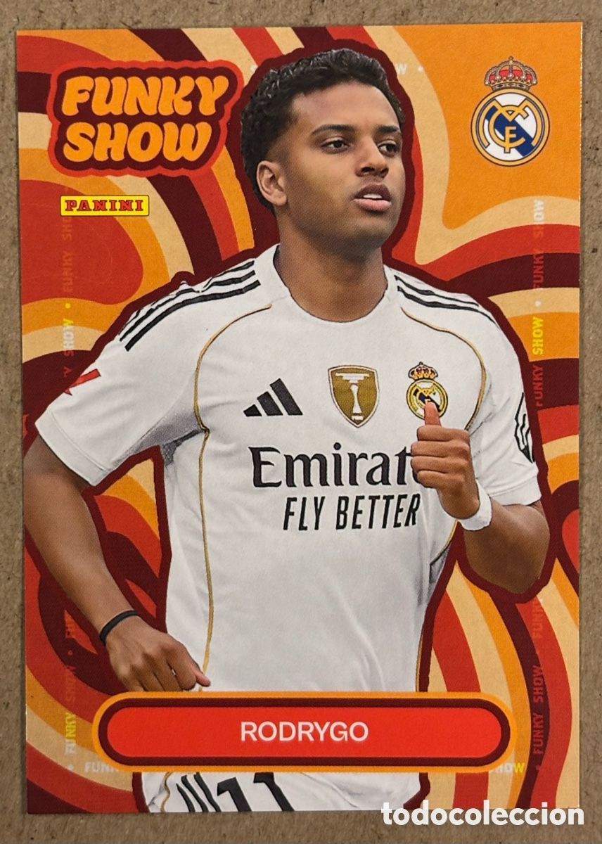 Cartes &agrave; collectionner de Football: RODRYGO GOES (REAL MADRID). CARTA FUNKY SHOW COLECCI&Oacute;N REAL MADRID PANINI CLUB 2025/26.