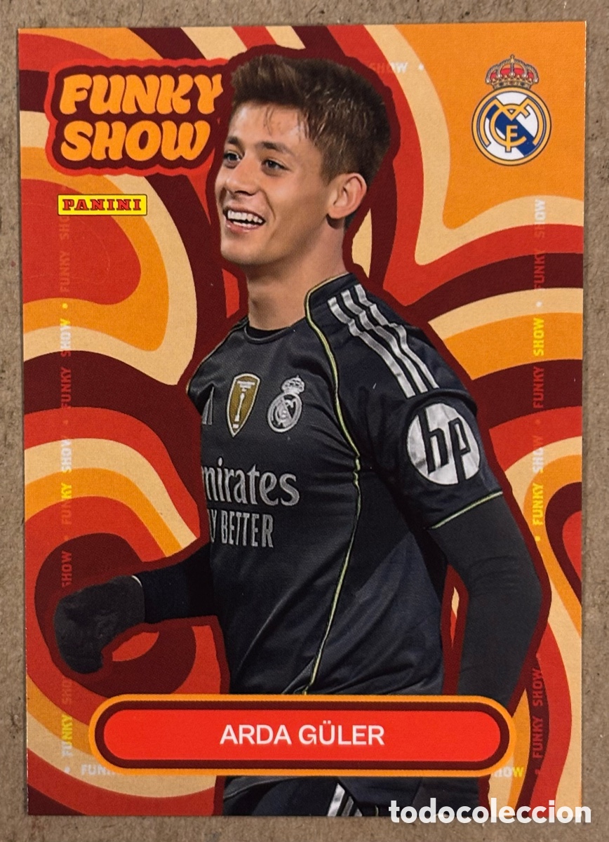 Cartes &agrave; collectionner de Football: ARDA GULER (REAL MADRID). CARTA FUNKY SHOW COLECCI&Oacute;N REAL MADRID PANINI CLUB 2025/26.