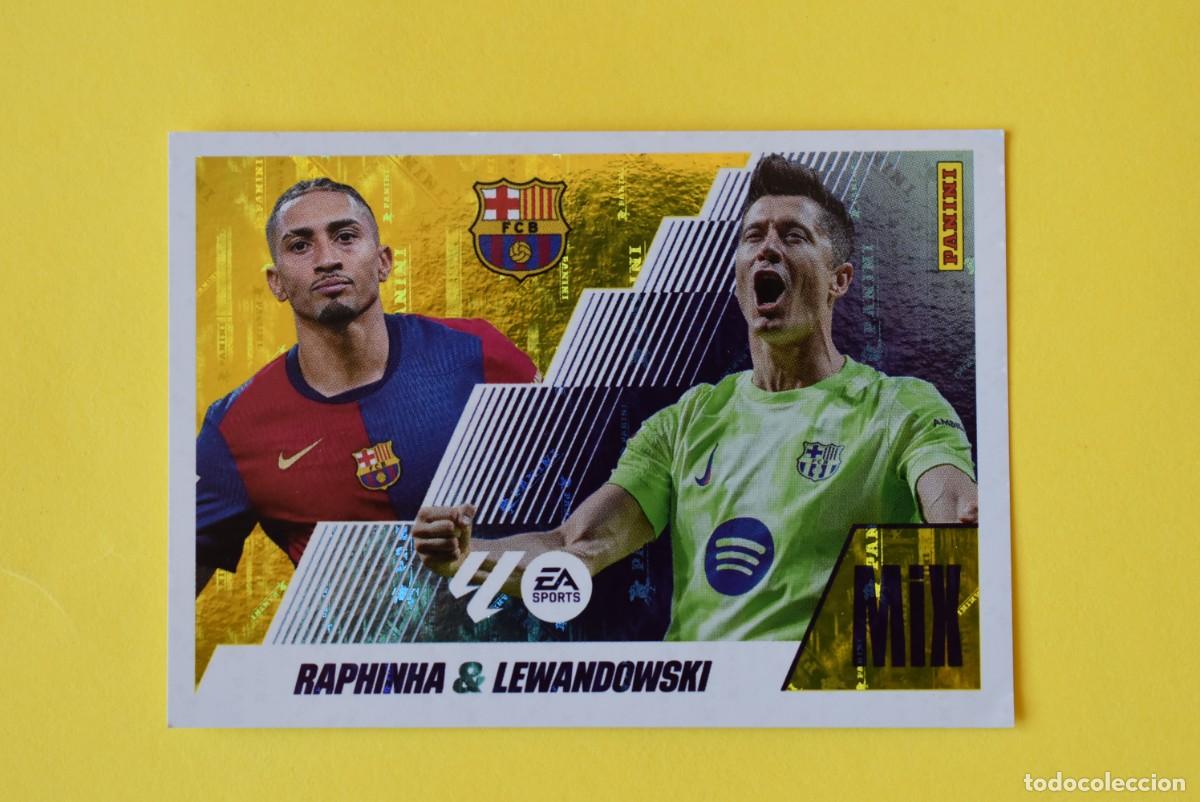 Cromos de F&uacute;tbol: Cromo Liga 25 26 2025 2026. Raphinha & Lewandowski. MIX. N. &ordm; 21. Barcelona. Panini